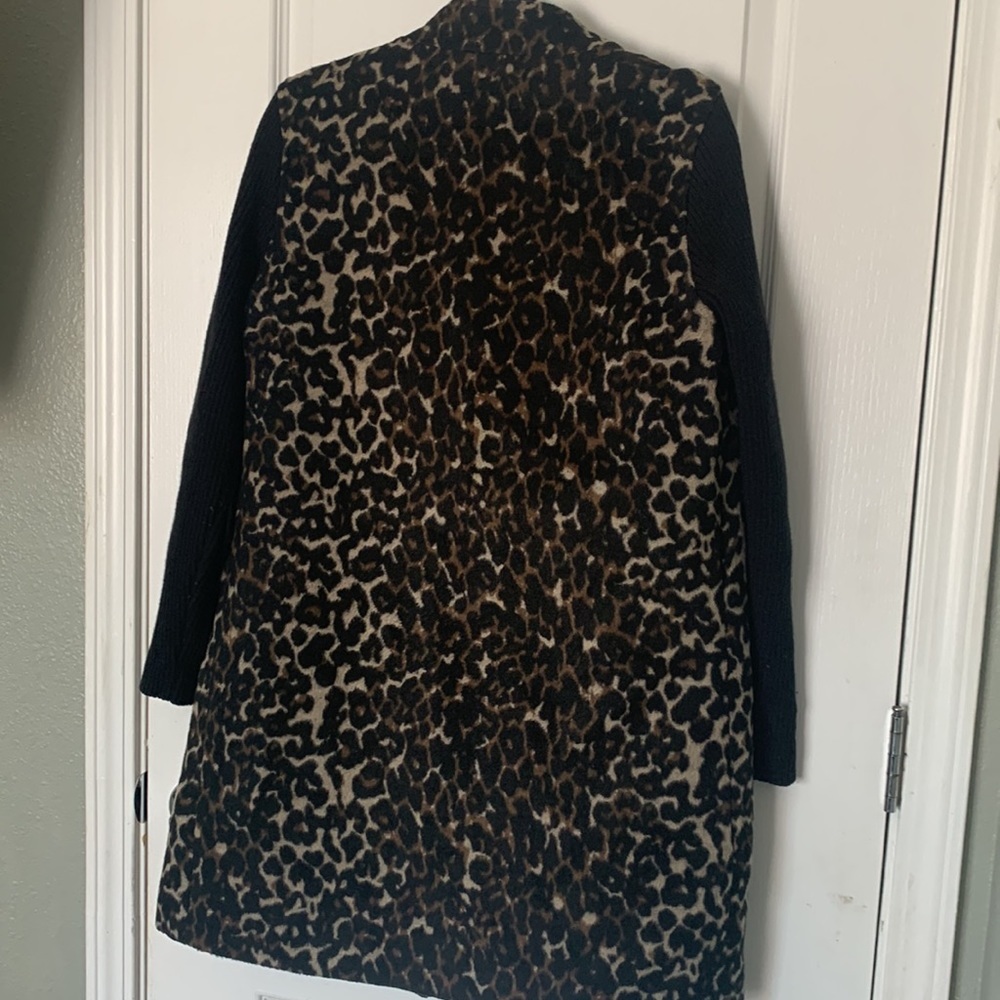 Kenneth Cole leopard print coat size Medium brown black mob wife - Picture 9 of 11